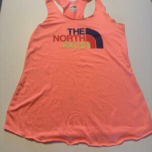 The North Face Tank Top Women M Coral Racerback Logo Graphic Athletic